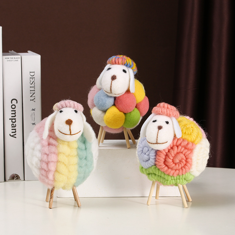 Home Textiles China - 1PCS น่ารัก Felt แกะเครื่องประดับตกแต่งบ้านโมเดิร์นในร่ม Figurines ตกแต่งห้อง