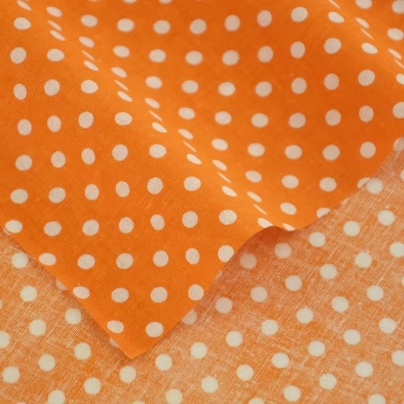 ผ้าคอตตอนพิมพ์ลายจุดสีส้มสีขาว - Home Of Textiles บทวิจารณ์และราคา
