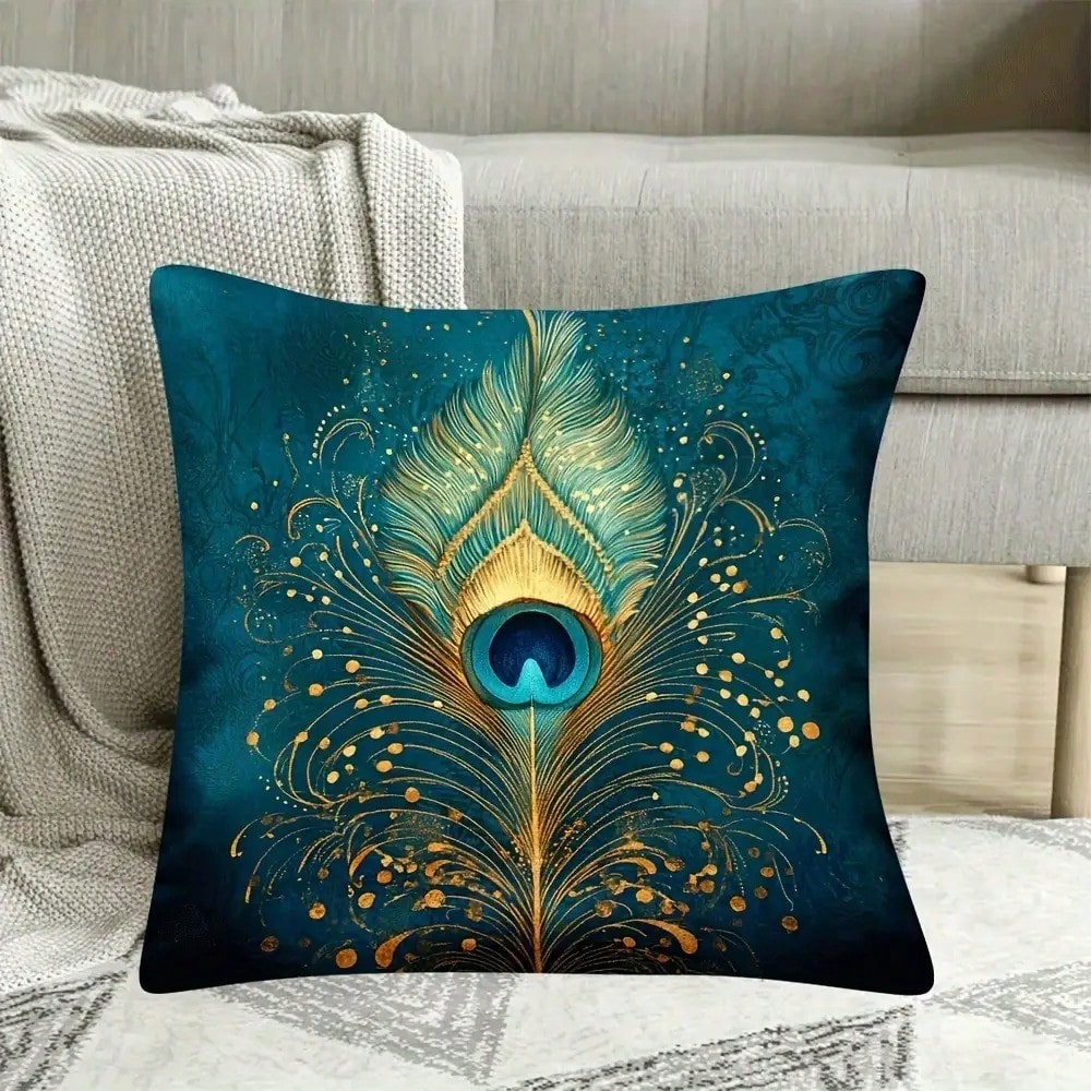 ปลอกหมอนอิงลายขนนกยูงสีเขียวเท - Pillow Insert 18X18 บทวิจารณ์และราคา
