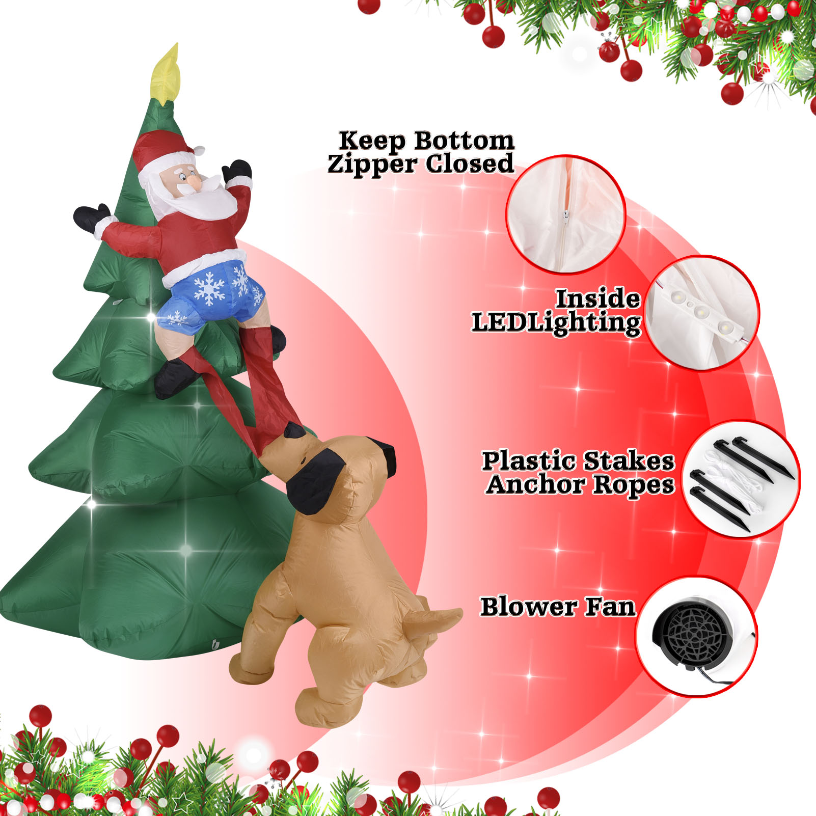 ตุ๊กตาสุนัขเป่าลมคริสต์มาส พร้ - Home Textiles Products บทวิจารณ์และราคา