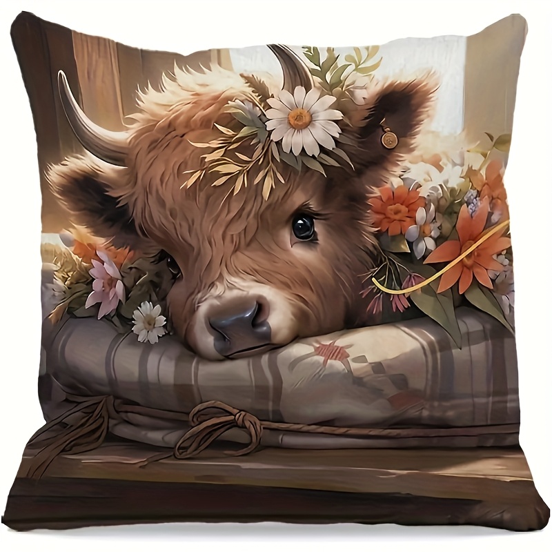 ปลอกหมอนลายวัวไฮแลนด์แบบ 2D แบ - Pillow Insert 18X18 บทวิจารณ์และราคา