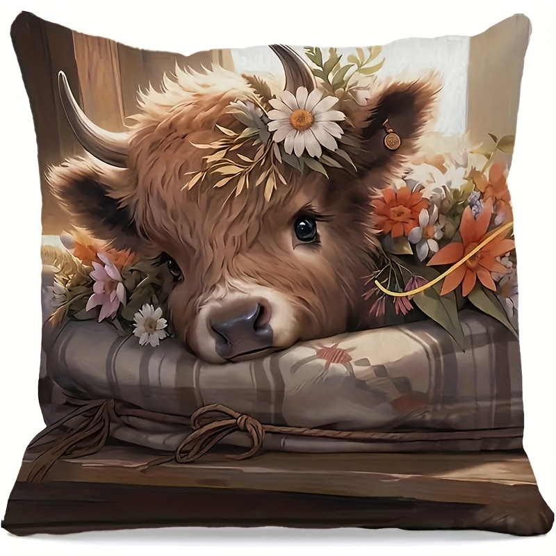 ปลอกหมอนลายวัวไฮแลนด์แบบ 2D แบ - Pillow Insert 18X18 บทวิจารณ์และราคา