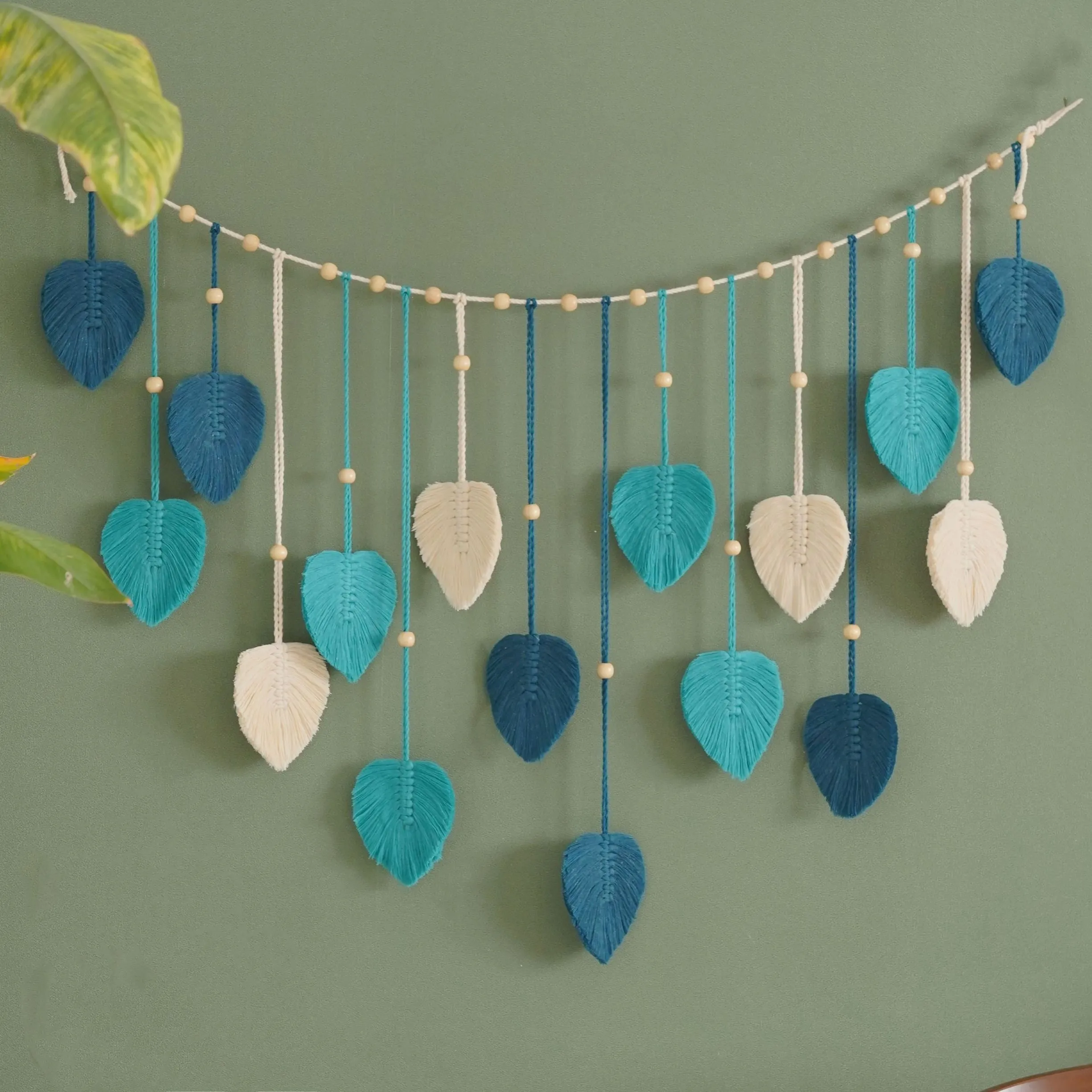 1 Pc สีเขียวใบ Garland, Macram - Home Art Textiles บทวิจารณ์และราคา